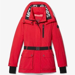 Michael Kors Women’s Red Cozy Ski-Style Puffer 
Coat Jacket w/ Black Trim Sz XL